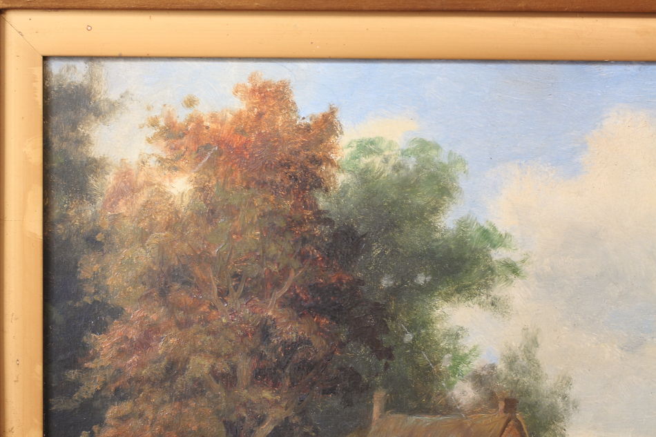 A country cottage in woodland / Oil painting