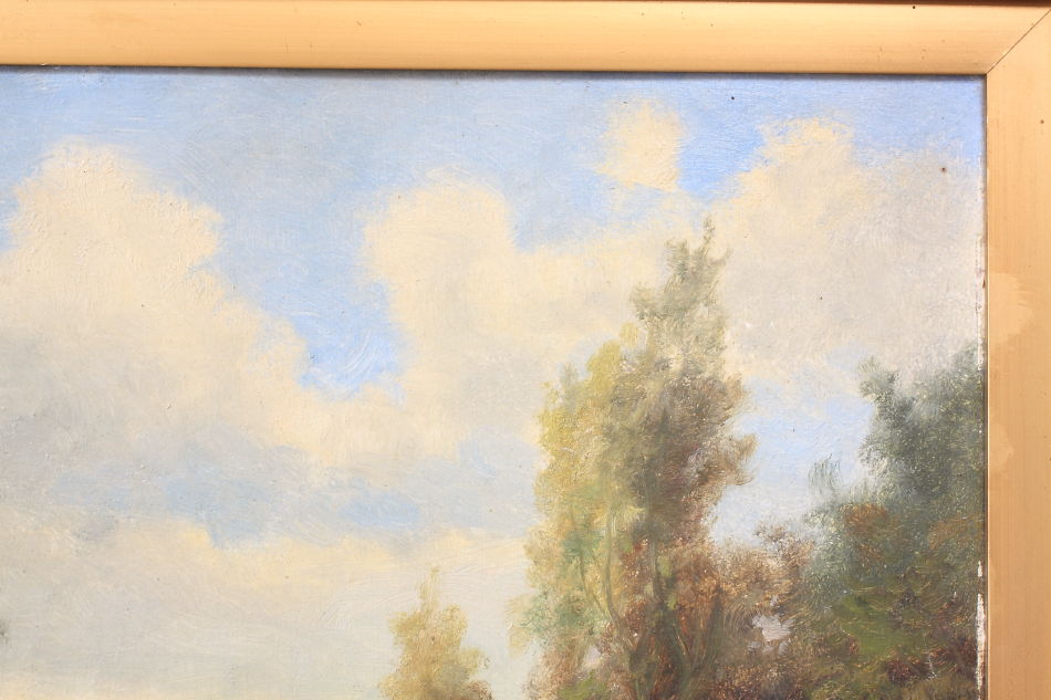 A country cottage in woodland / Oil painting