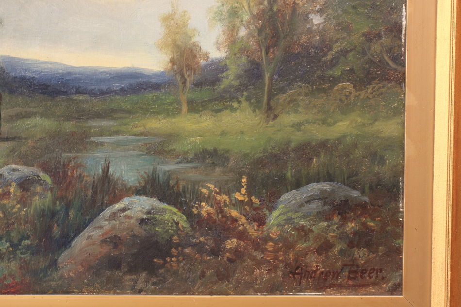 A country cottage in woodland / Oil painting