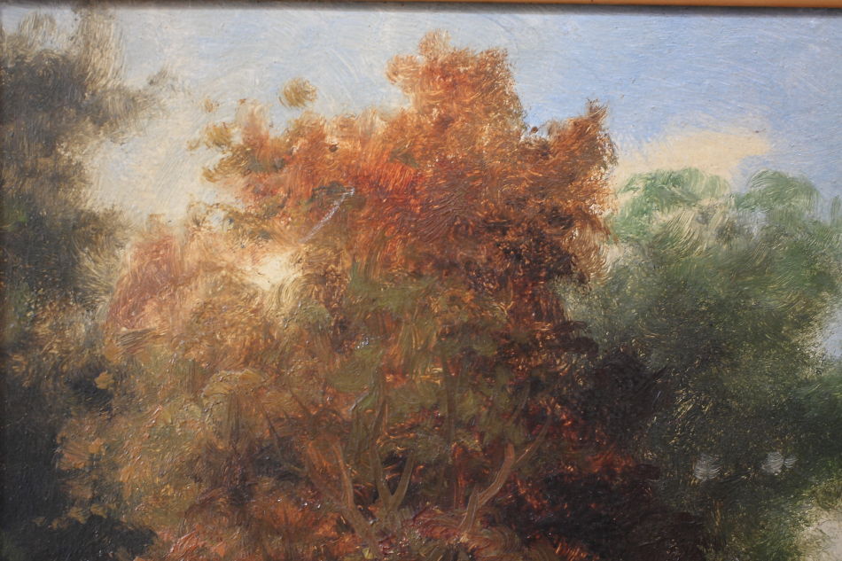 A country cottage in woodland / Oil painting