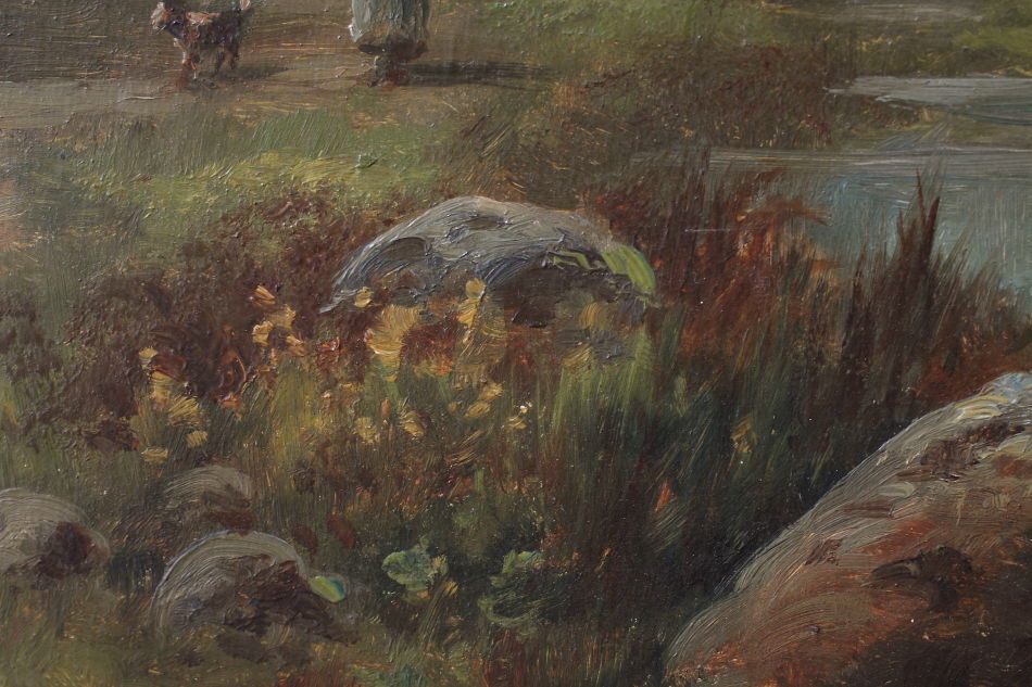 A country cottage in woodland / Oil painting