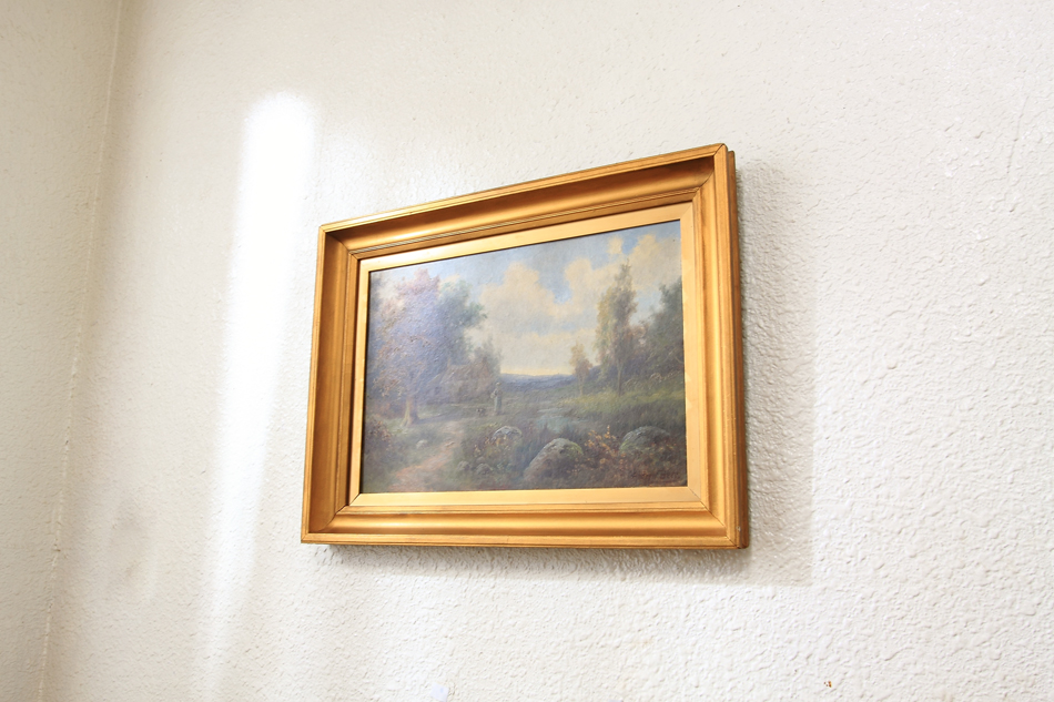 A country cottage in woodland / Oil painting