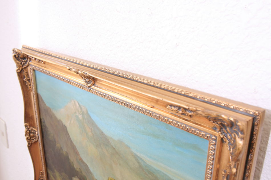 A cottage beside a mountain stream/ Oil painting