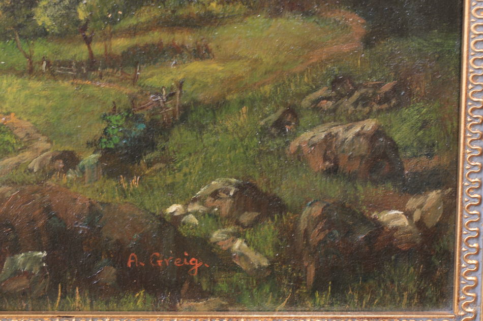 A cottage beside a mountain stream/ Oil painting