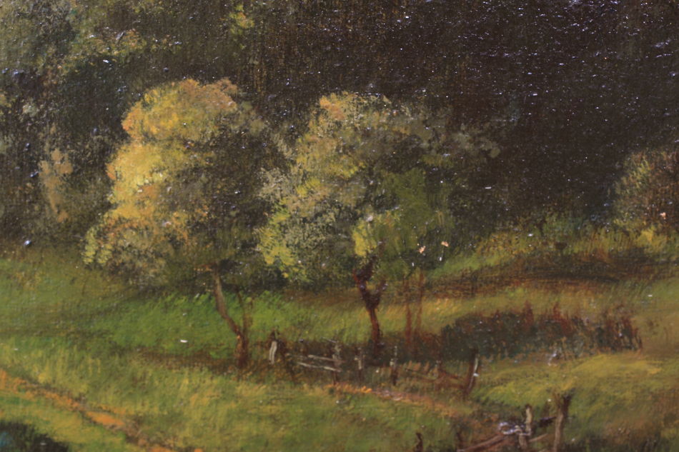 A cottage beside a mountain stream/ Oil painting
