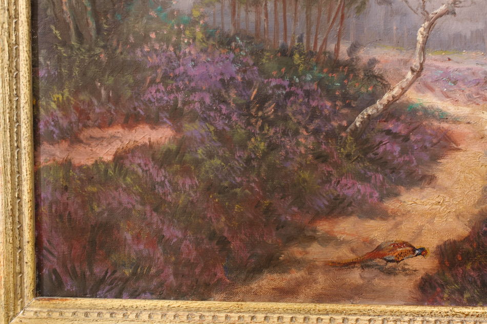 Pheasants in Woodland / Oil painting