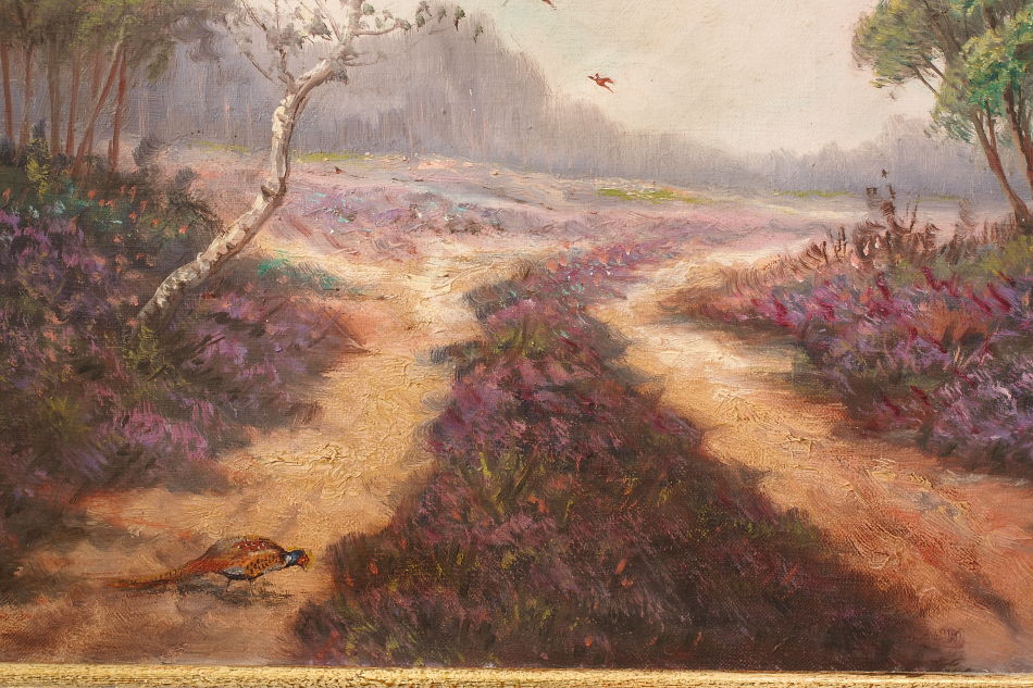 Pheasants in Woodland / Oil painting