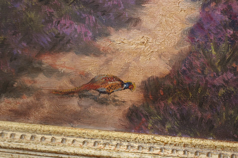 Pheasants in Woodland / Oil painting