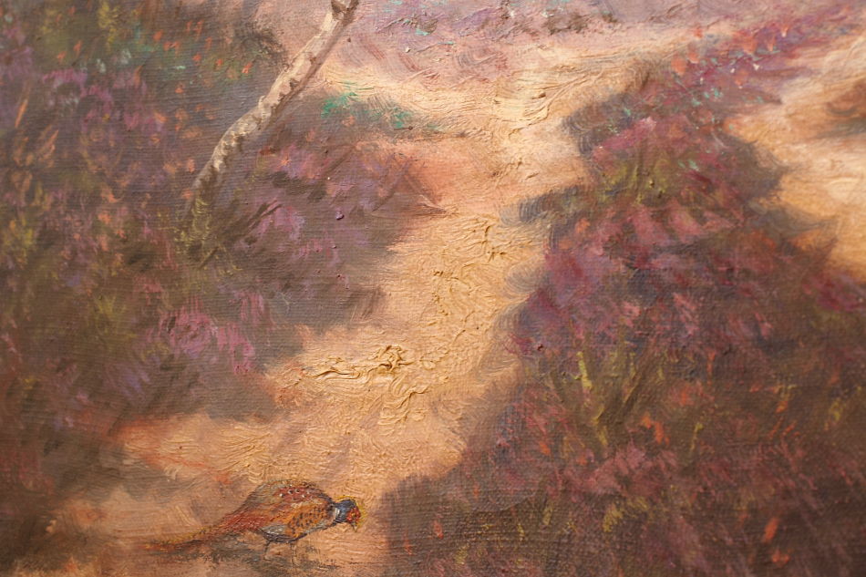Pheasants in Woodland / Oil painting