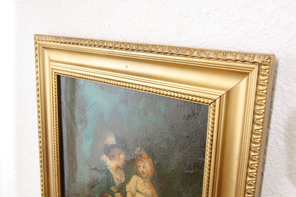 Two children Walking in the Park / Oil painting