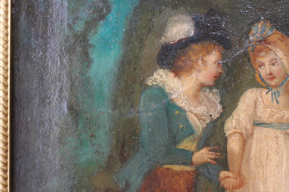 Two children Walking in the Park / Oil painting