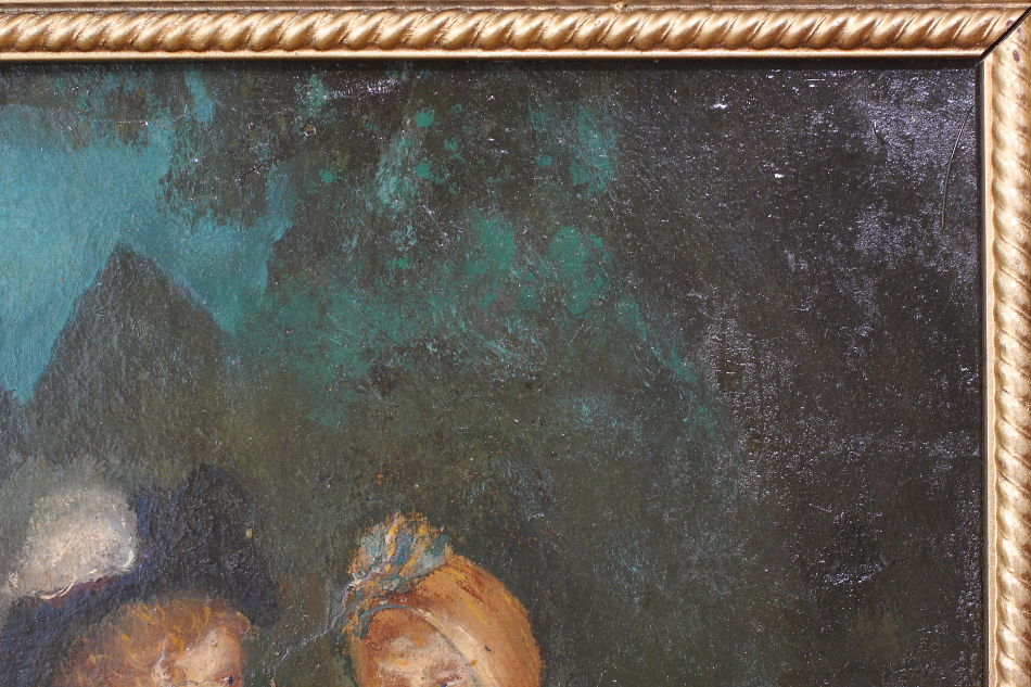 Two children Walking in the Park / Oil painting
