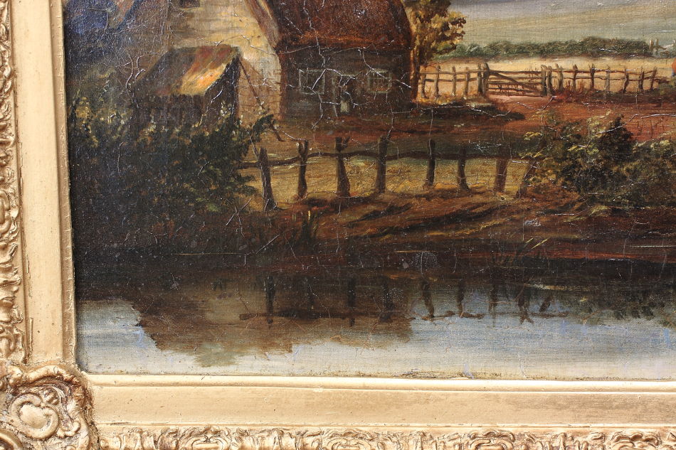 Farmyard with a country cottage / Oil painting