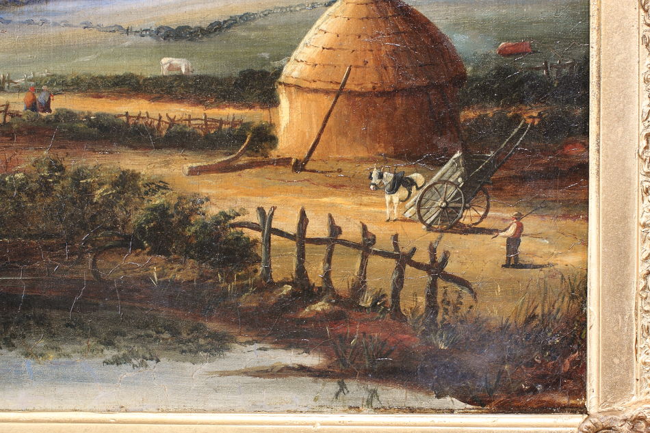 Farmyard with a country cottage / Oil painting
