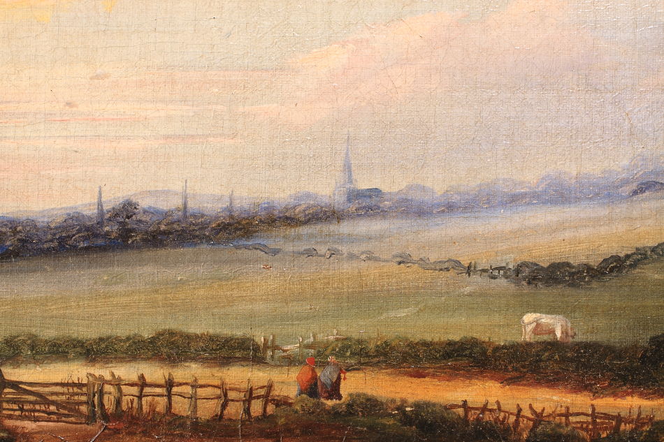 Farmyard with a country cottage / Oil painting