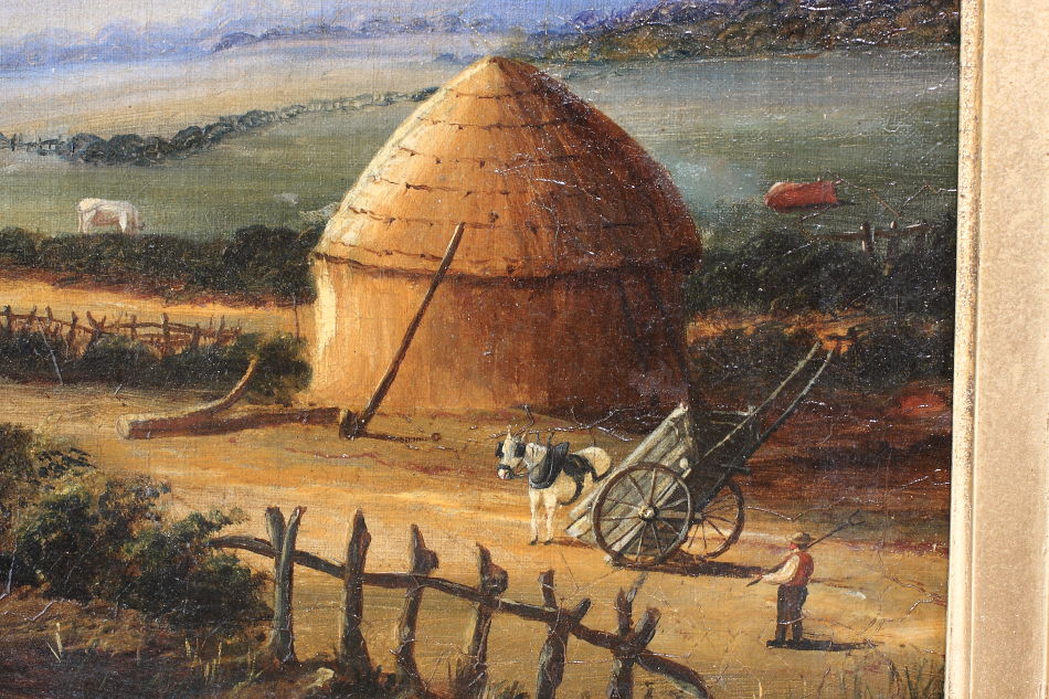 Farmyard with a country cottage / Oil painting