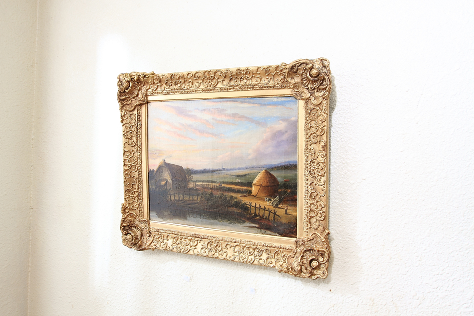 Farmyard with a country cottage / Oil painting