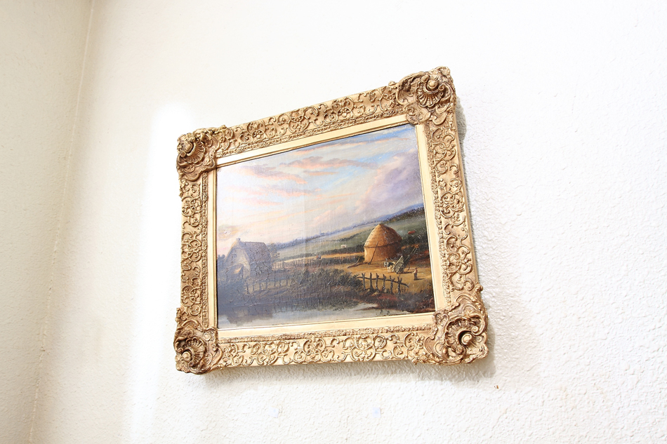 Farmyard with a country cottage / Oil painting