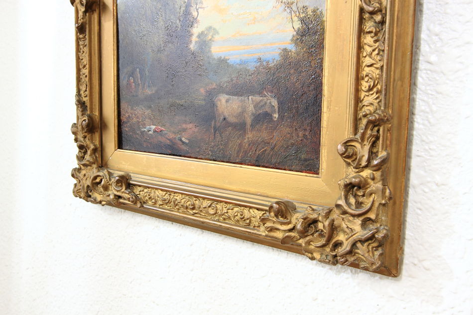 GYPSIES CAMPED IN A CLEARING / Oil painting