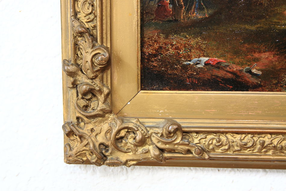 GYPSIES CAMPED IN A CLEARING / Oil painting