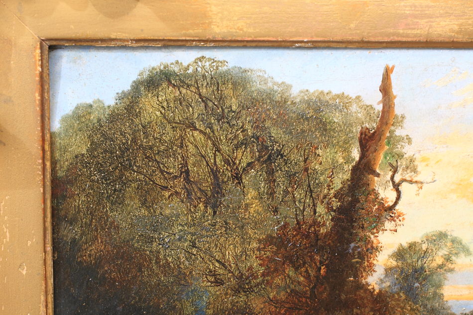 GYPSIES CAMPED IN A CLEARING / Oil painting