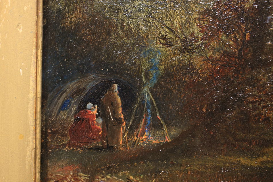 GYPSIES CAMPED IN A CLEARING / Oil painting