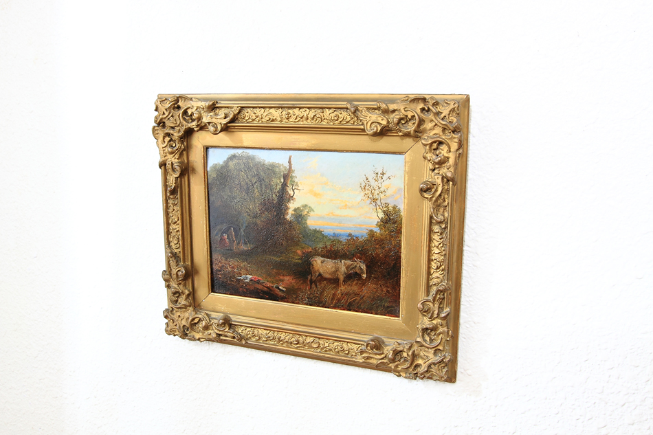 GYPSIES CAMPED IN A CLEARING / Oil painting