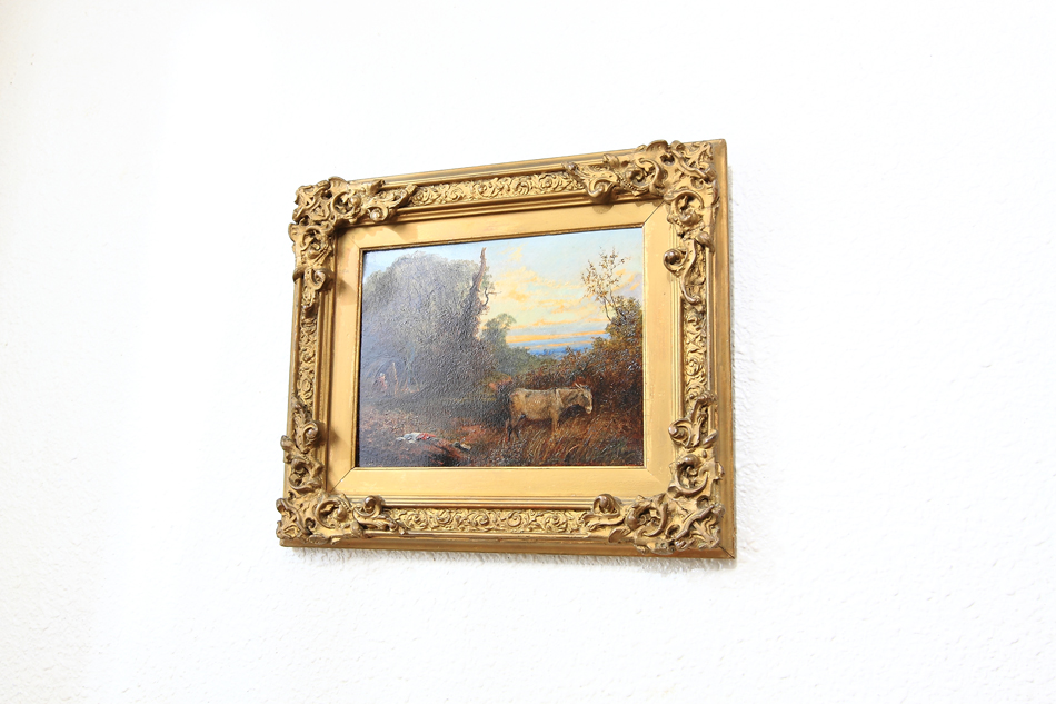 GYPSIES CAMPED IN A CLEARING / Oil painting