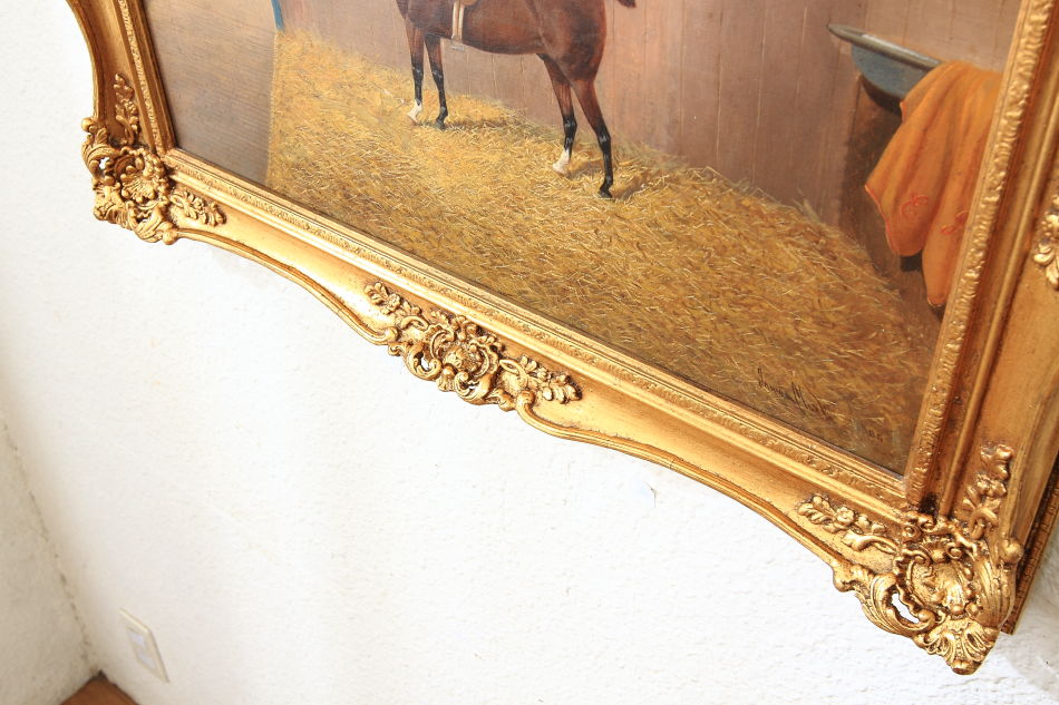 Race Horse in Stable / Oil Painting 