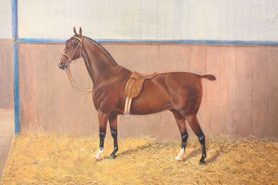 Race Horse in Stable / Oil Painting 