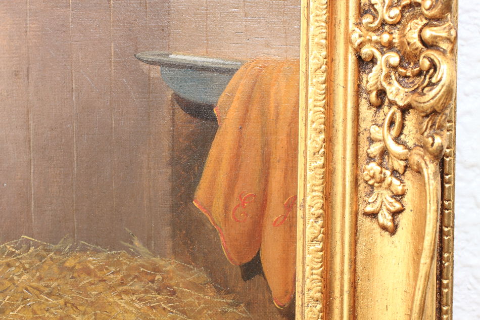 Race Horse in Stable / Oil Painting 