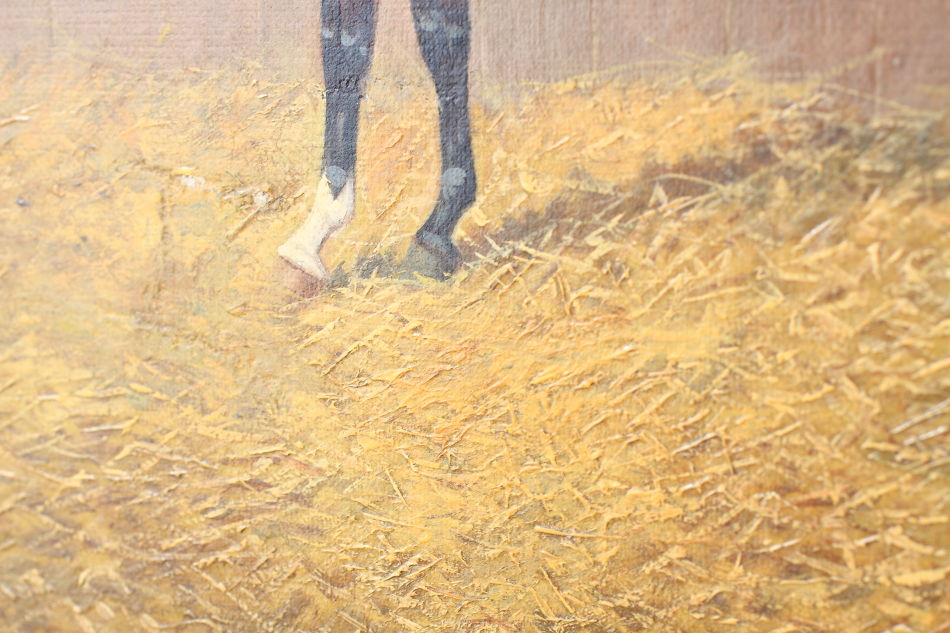 Race Horse in Stable / Oil Painting 