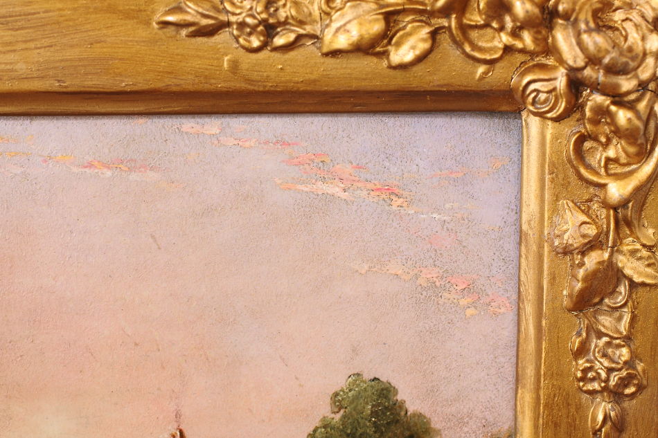 Victorian Romantic Landscape / Oil Painting 