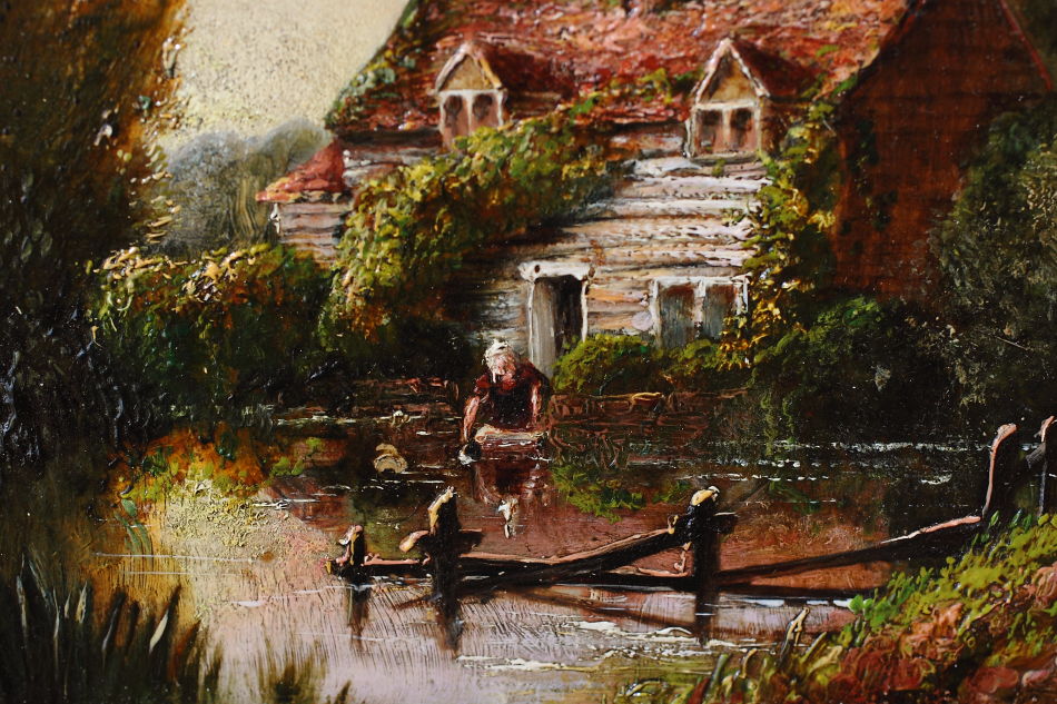 Victorian Romantic Landscape / Oil Painting 
