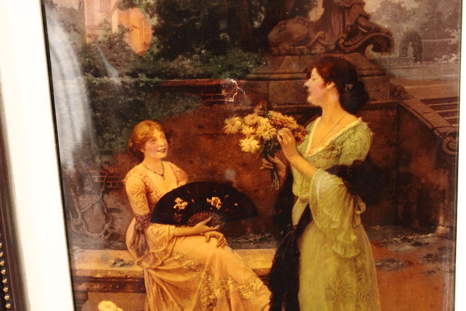 2 Ladies in Victorian Garden / Crystolian Painting