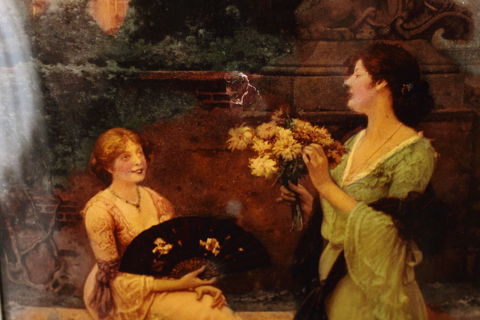 2 Ladies in Victorian Garden / Crystolian Painting