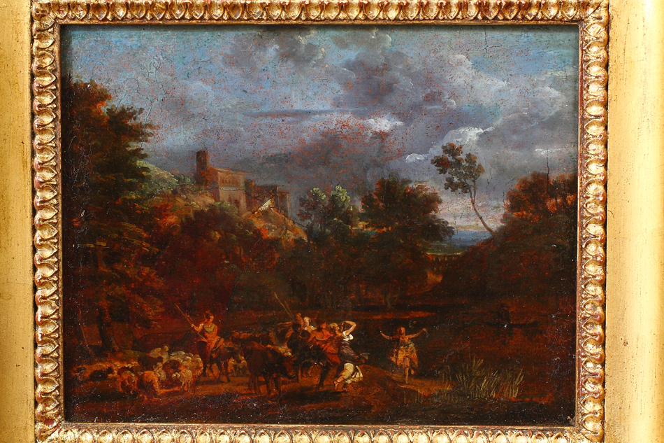 Figures dancing in a forest / Oil Painting