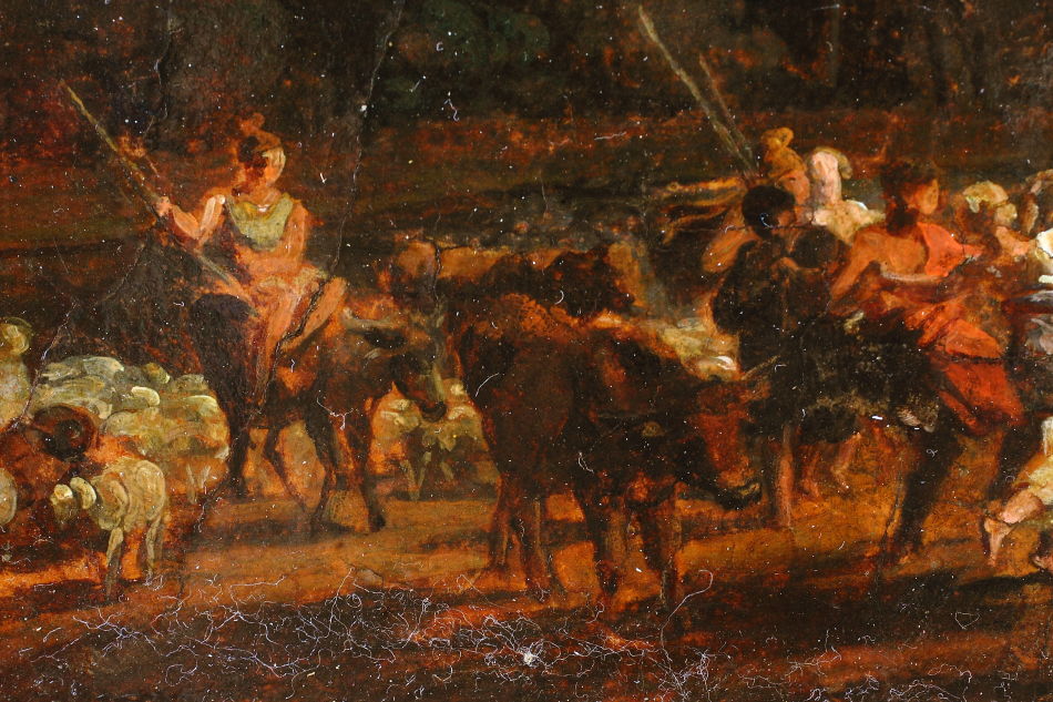 Figures dancing in a forest / Oil Painting