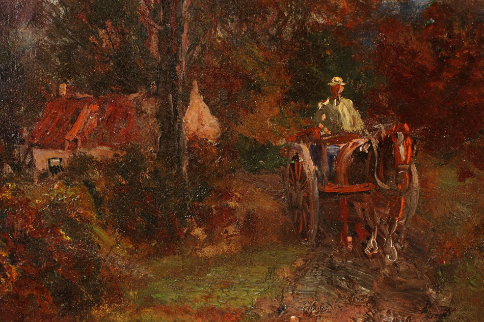 Woodland with a horse and cart / Oil Painting