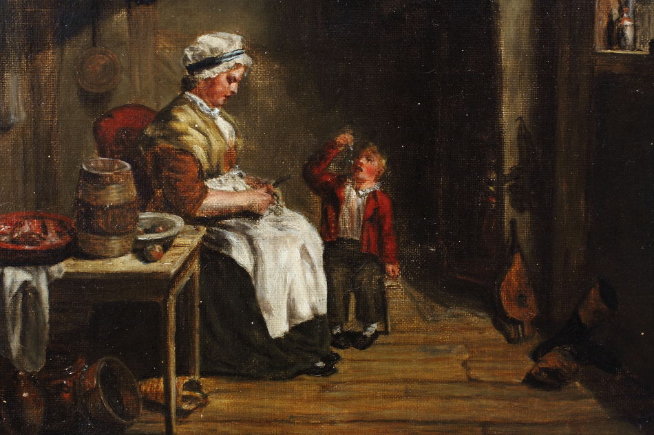 Peeling Apples / Oil Painting
