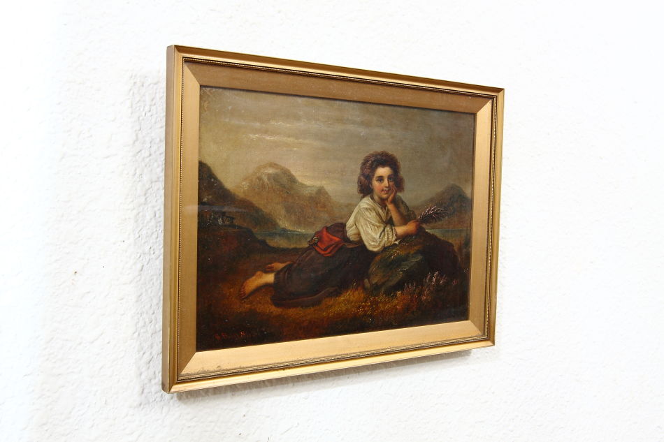 A Gypsy Girl On A Rock / Oil painting
