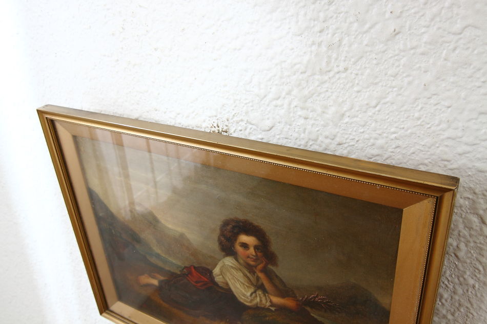 A Gypsy Girl On A Rock / Oil painting