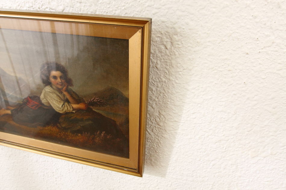 A Gypsy Girl On A Rock / Oil painting