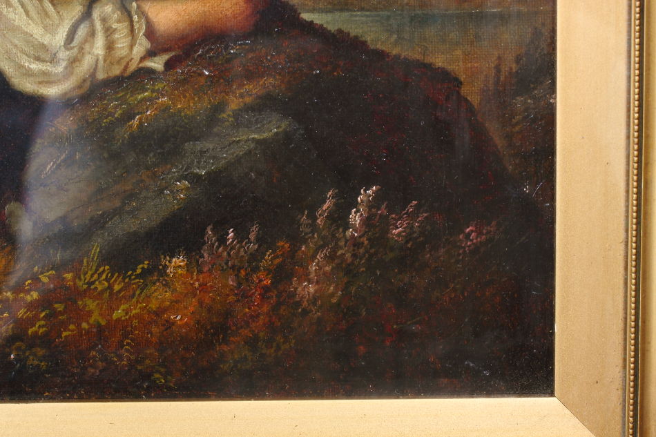 A Gypsy Girl On A Rock / Oil painting