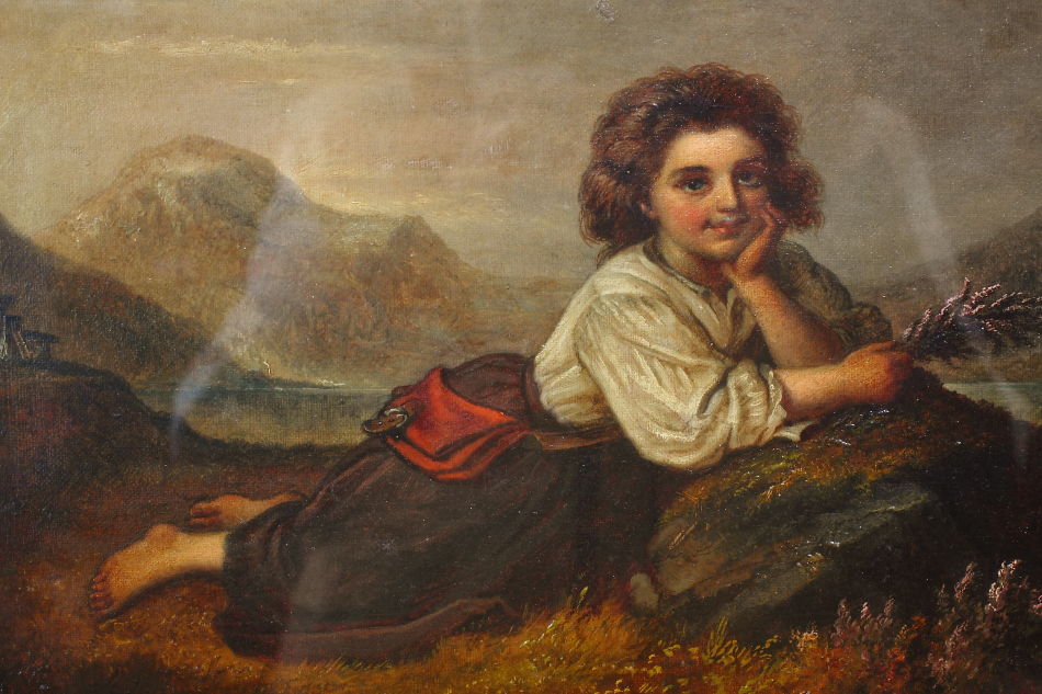 A Gypsy Girl On A Rock / Oil painting
