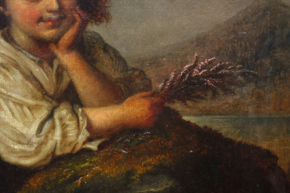 A Gypsy Girl On A Rock / Oil painting