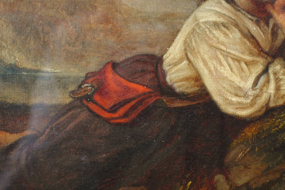 A Gypsy Girl On A Rock / Oil painting