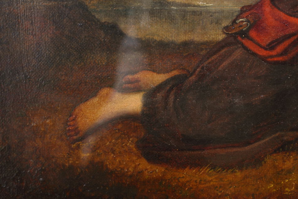 A Gypsy Girl On A Rock / Oil painting