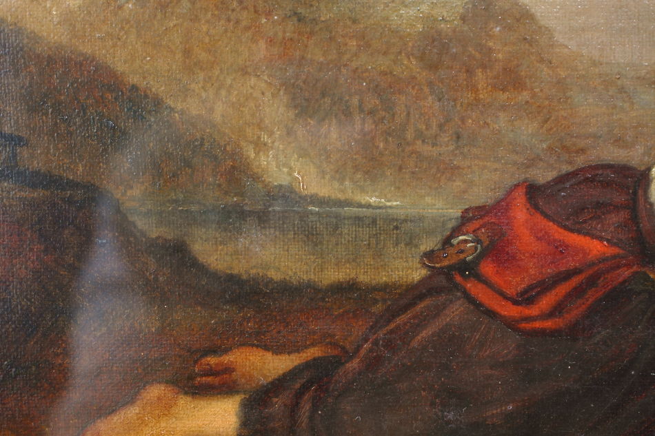 A Gypsy Girl On A Rock / Oil painting