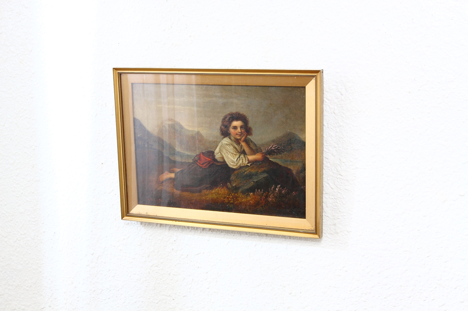 A Gypsy Girl On A Rock / Oil painting